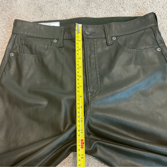 Gap vintage slim high rise green faux leather pants Sz 31 mistletoe green NWOT - Picture 7 of 11